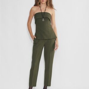NWT Aritzia Markova Pant in Olive Green mid length straight leg re essential